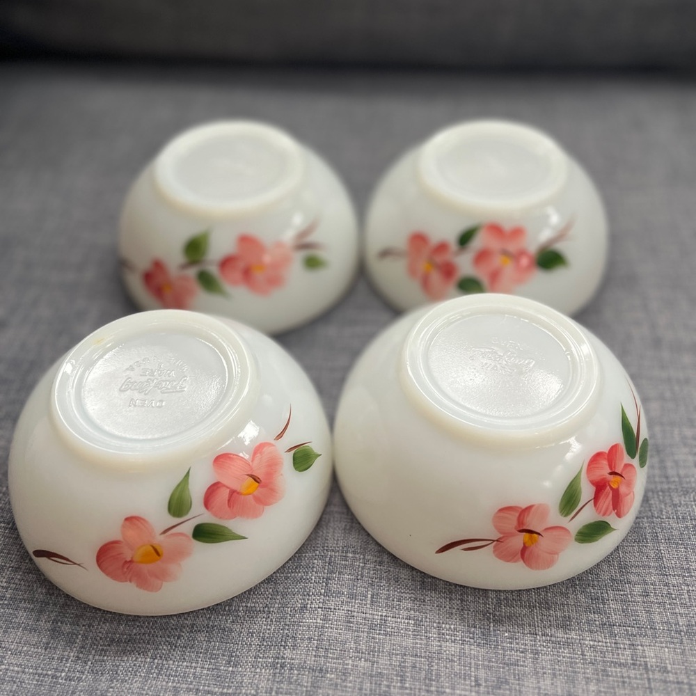 Fire King Bowls Peach Blossom 4 Piece Replacement